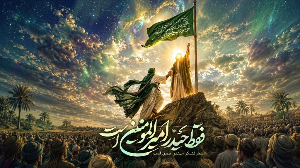 کاور عکس نوشته فقط حیدر امیرالمومنین است ویژه غدیر