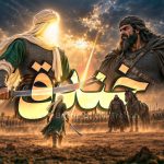 صحنه‌ای نمادین از نبرد خندق با دو جنگجوی شمشیر به دست در میدان نبرد